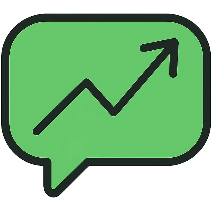 an upward trending green chat line, simple, modern, suitable for an icon emoji