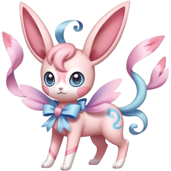 Kawaii Sylveon fairy type Pokémon, full body emoji