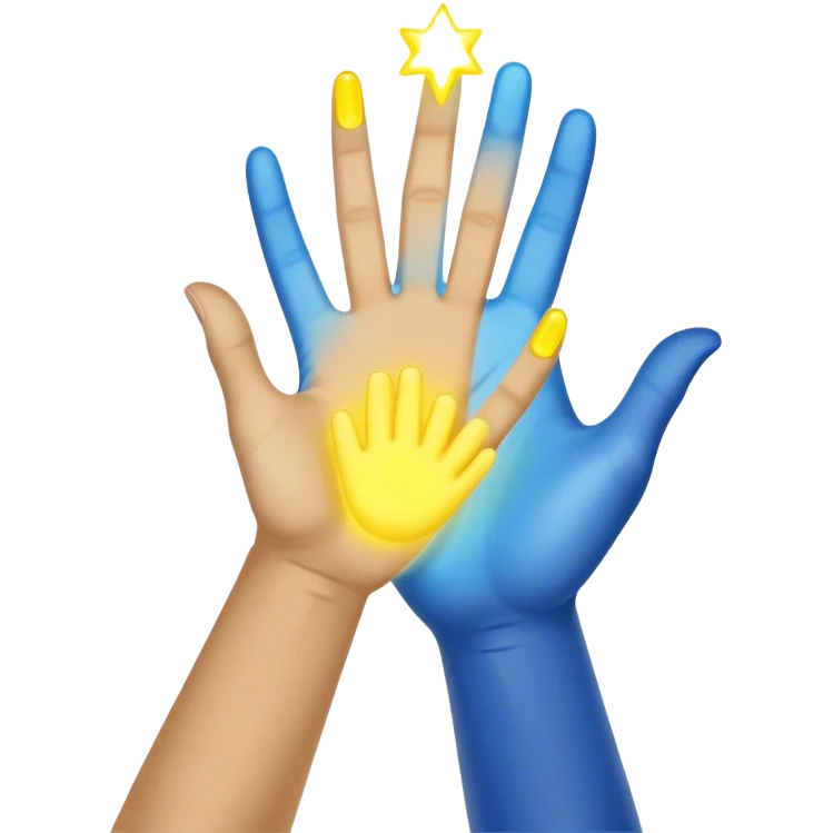a normal hand being held by 2 hands, a glowing blue hand and a glowing yellow hand souls... hope and comfort from the past and futur emoji