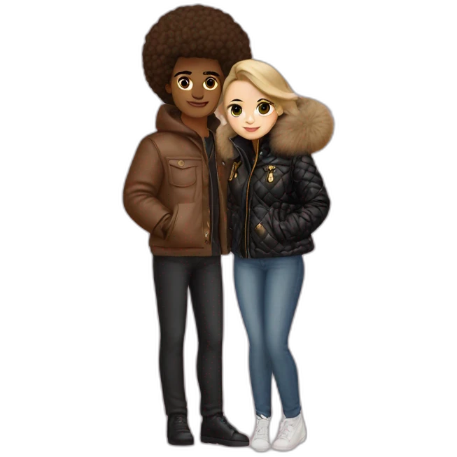 Couple with lv pufffer jacket emoji