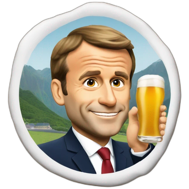 President Macron qui boit une biere  emoji