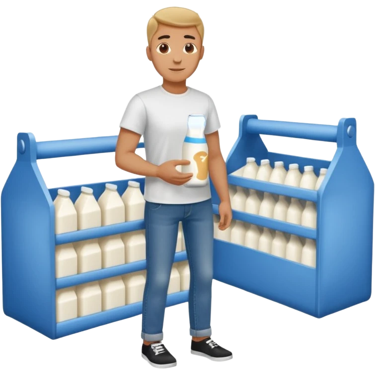 man full body buying a milk emoji