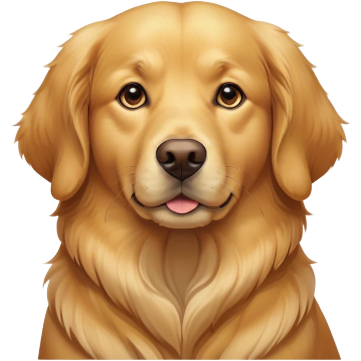 Cinematic Noble Golden Retriever Portrait Emoji, Poised and regal, with a strong, athletic build and a lustrous, well-groomed golden coat, deep-set soulful brown eyes, Simplified yet sharp and sophisticated features, highly detailed, glowing with a soft, dignified glow, high shine, intelligent and friendly, stylized with an air of warmth, focused and attentive, soft glowing outline, capturing the essence of a watchful and confident companion, so majestic it feels as though it could bound out of the screen with effortless authority! emoji