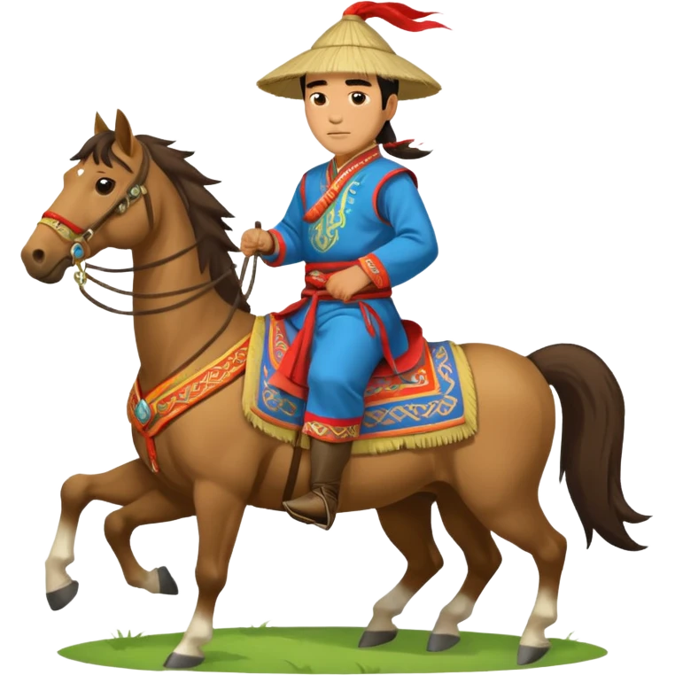 mongolian man on horse full body emoji