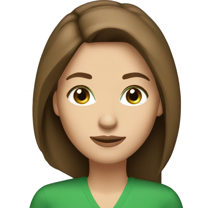 pretty middle age woman with kelly green eyes and shoulder length straight brown hair casual emoji