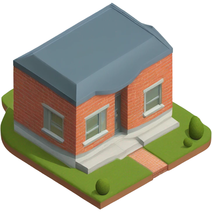 isometric single storey curved red brick emoji