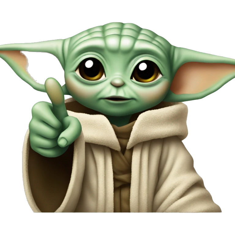 baby yoda shows hypertrophied thumb up emoji