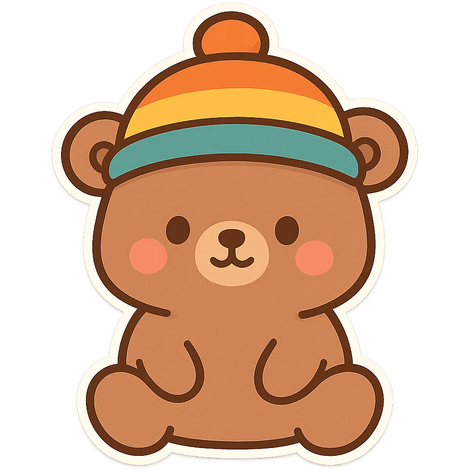 cute cartoon bear with colorful hat emoji