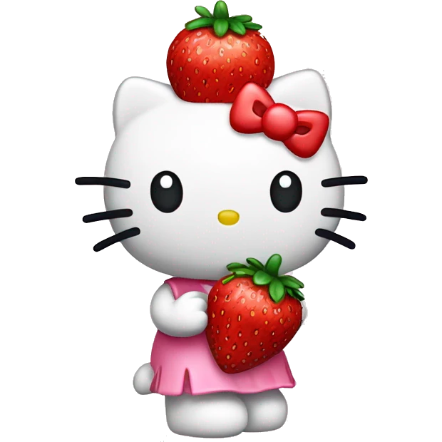 hello kitty holding a strawberry  emoji