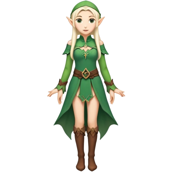 female elf portrait with full body visible, elvish clothing emoji
