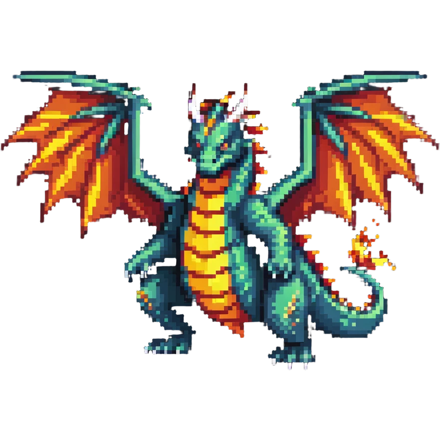 fierce dragon with wings and fire breath emoji