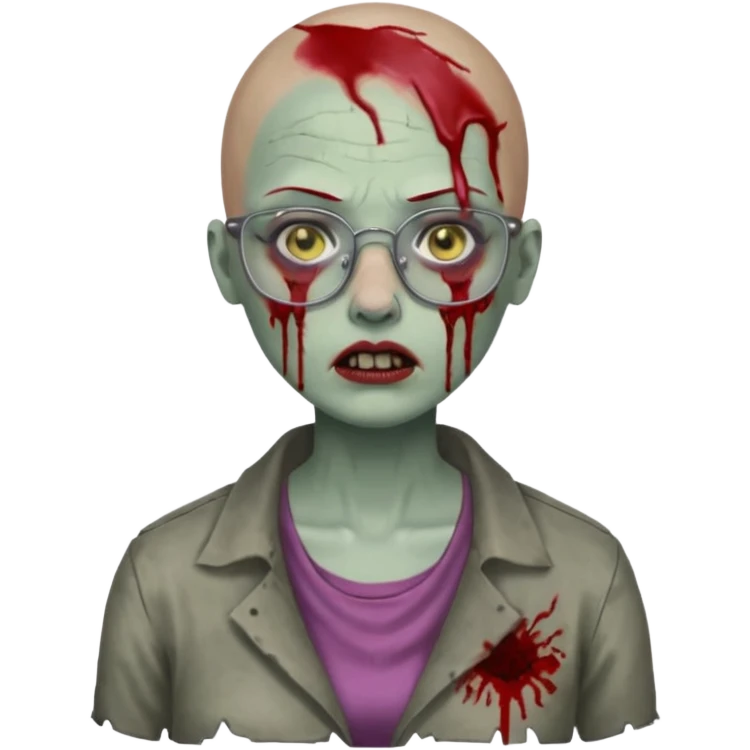 bald woman zombie with glasses emoji