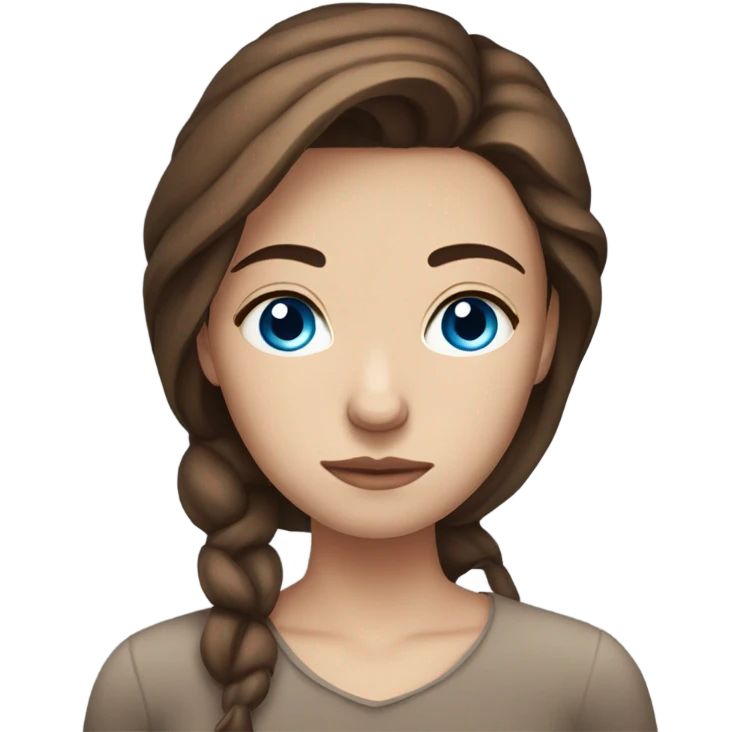 beautiful sad yang women fair skin blue eyes  brown hair figure emoji