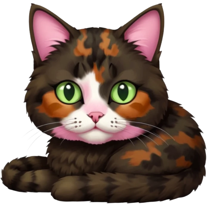 dark tortoiseshell cat half pink nose pale green eyes emoji