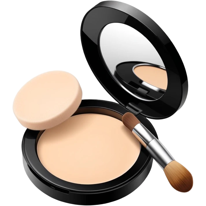 makeup face powder with compact and brush emoji
