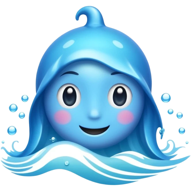 emoji of the sea, calm blue waves, sparkling water, isolated on white background, soft shadows, high detail, playful and cute. emoji