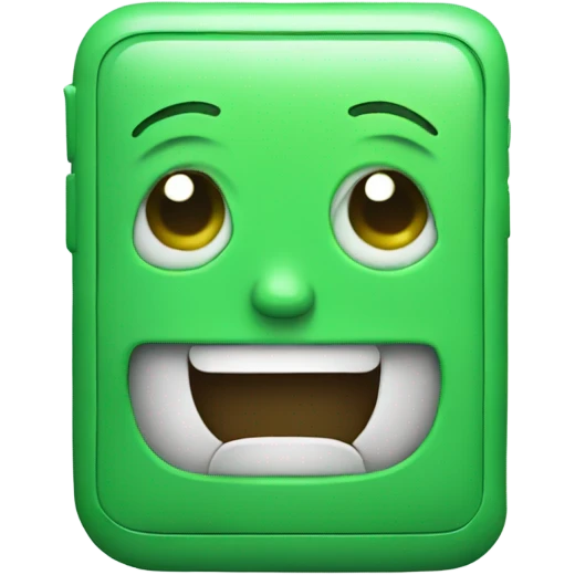 Green smartphone feeling happy emoji