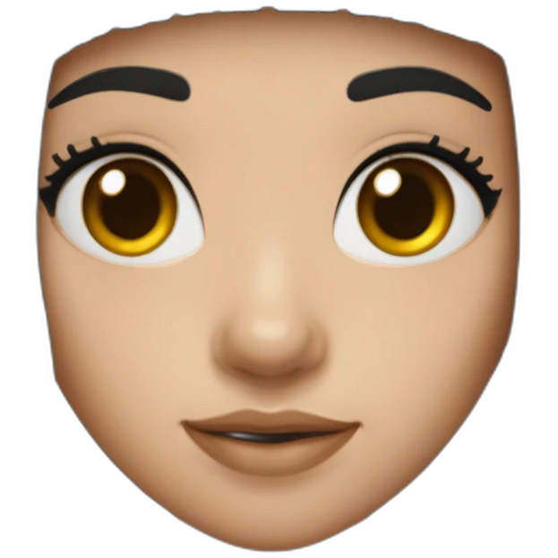 girl with long dark hair in a black Beanie hat with a birthmark on the right eyelid emoji