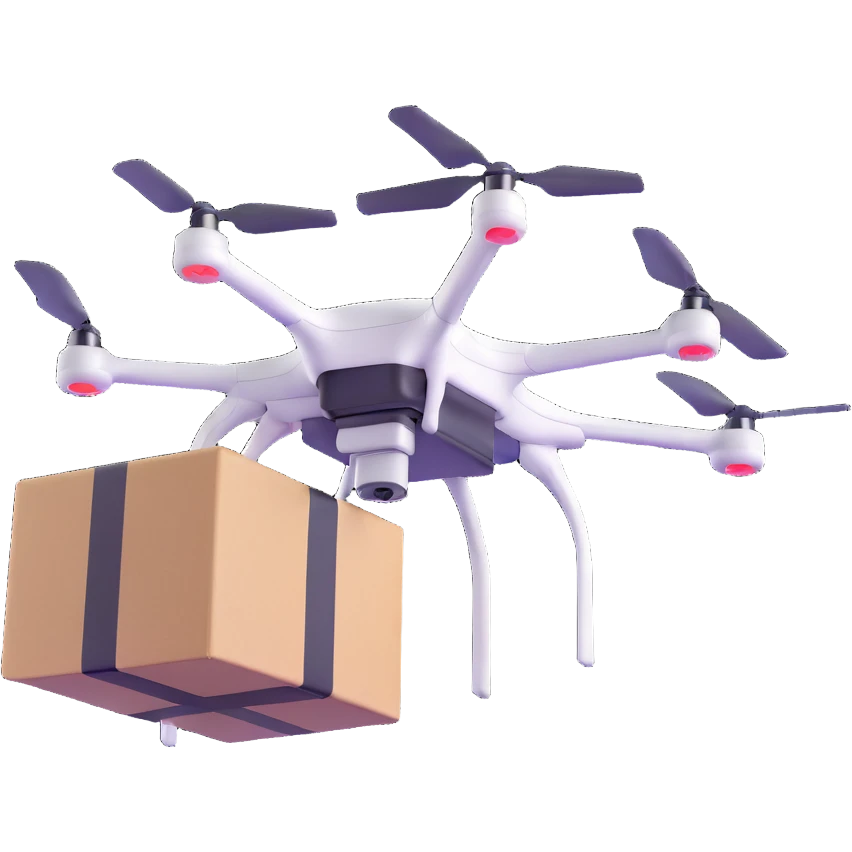 quadcopter drone delivering box emoji