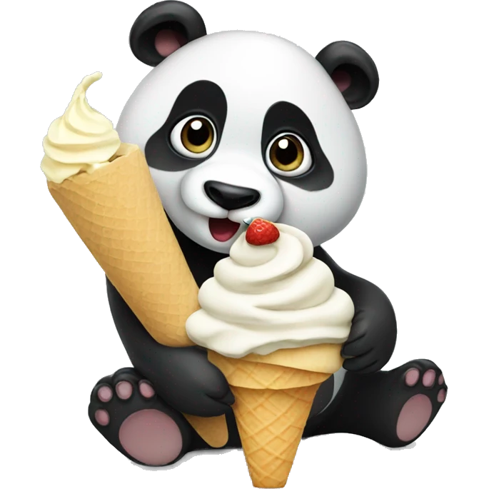 Panda eating ice cream emoji