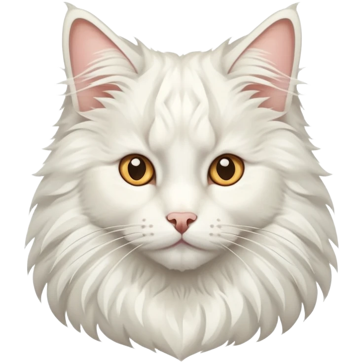 White Norwegian forest cat with majestic ruff, triangular face, thick winter coat emoji