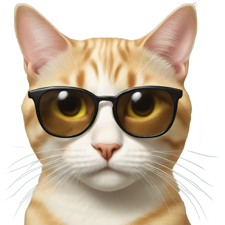 realistic cat portrait close-up with sunglasses  emoji