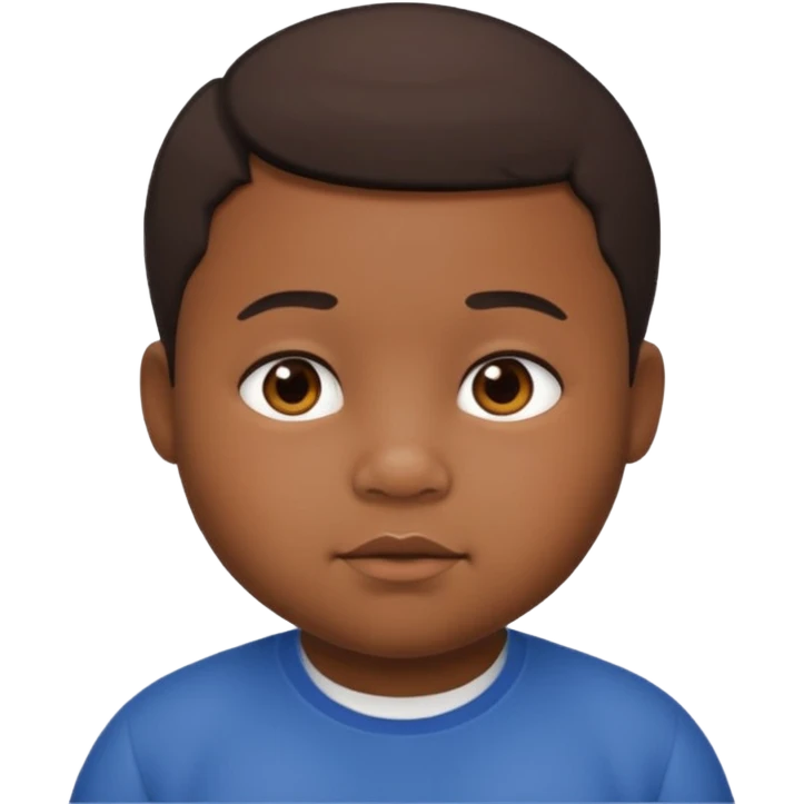 Black boy with a bit of hair and chubby emoji