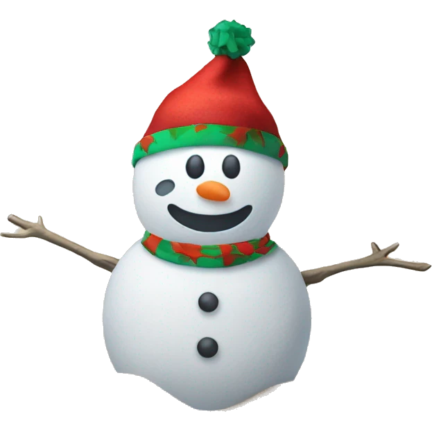 Snowman wearing christmas hat on the beach  emoji