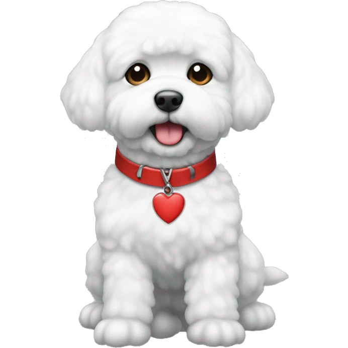 a bichon freeze with a red colar emoji