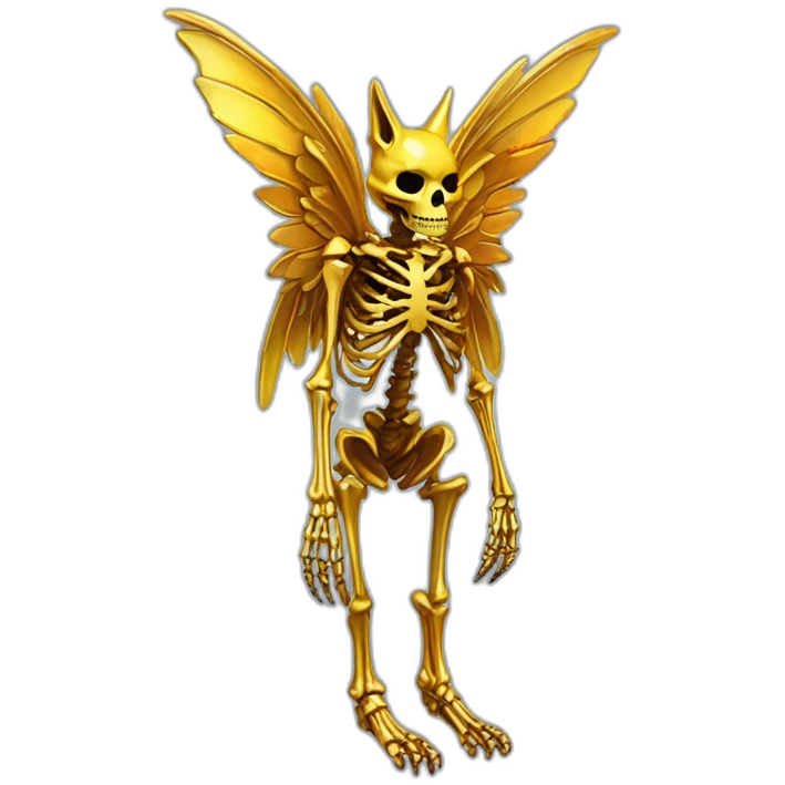 Melting Neon and gold Zombie skeleton fox with wings and prosthetic leg  emoji