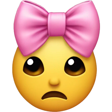 Sad emoji with a pink bow on their head emoji
