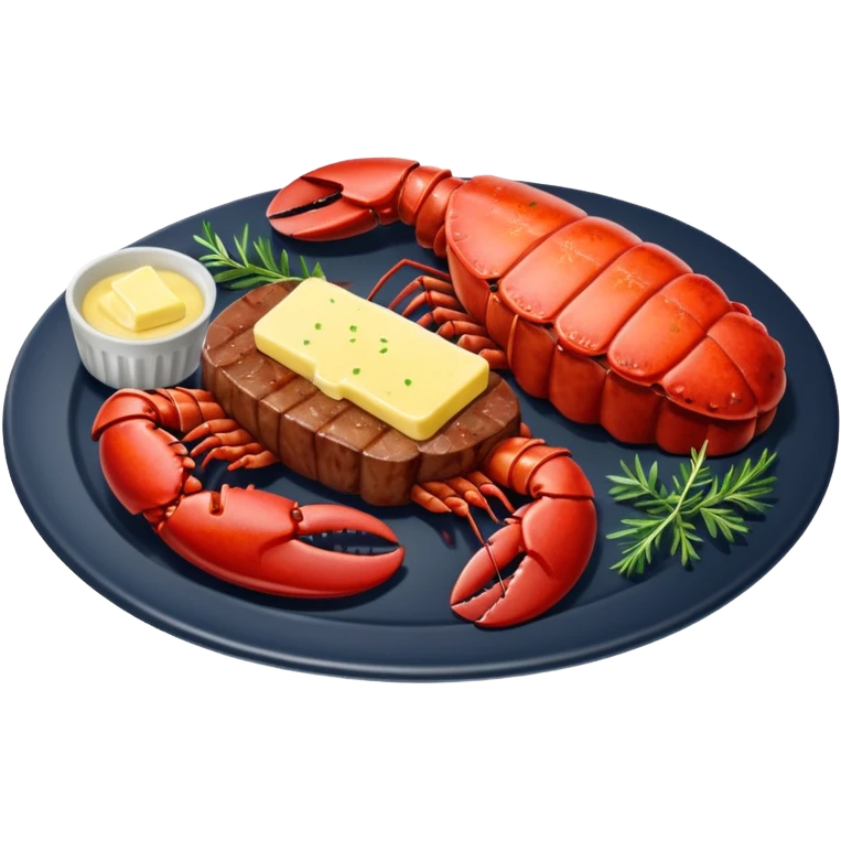 Steak and lobster on plate dinner emoji