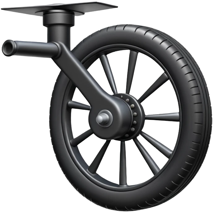 Emoji-style aircraft landing gear with a single wheel and strut, simplified design, clean lines, cartoon-like, isolated on white background, minimal shading emoji
