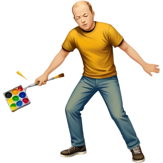 Jackson pollock flicking paint on the floor emoji