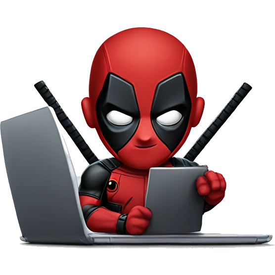 deadpool with the laptop emoji
