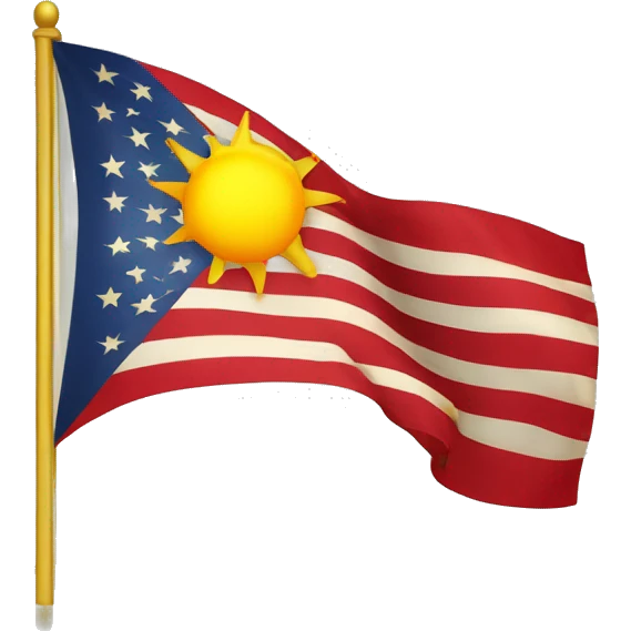 f a flag with a red left section featuring a golden sun with wavy rays.  emoji