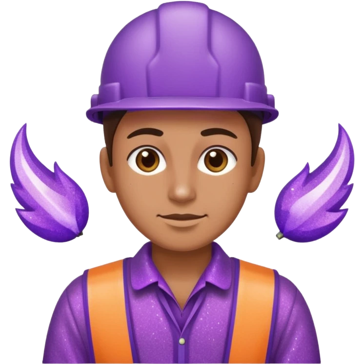 industrial worker wearing purple glittery clothes emoji