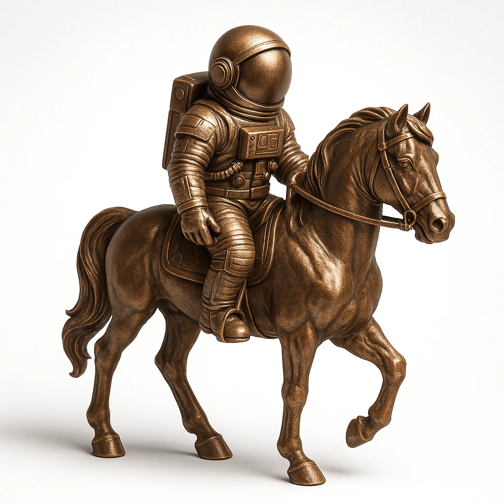 astronaut on horseback with stars in background emoji