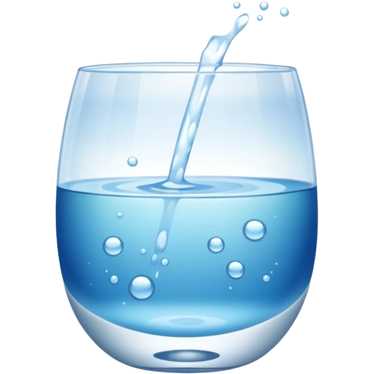 transparent glass of water, three-quarters full, with a white effervescent tablet dissolving at the bottom. emoji