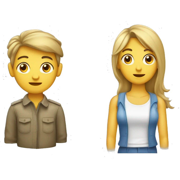 junge Frau umarmt jungen Mann von hinten. emoji