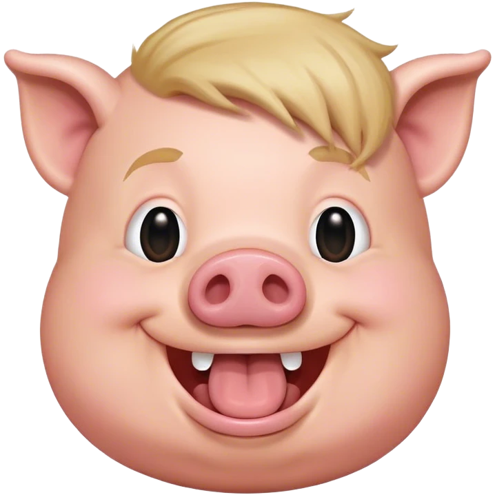 pig face laughing with trump hairs emoji