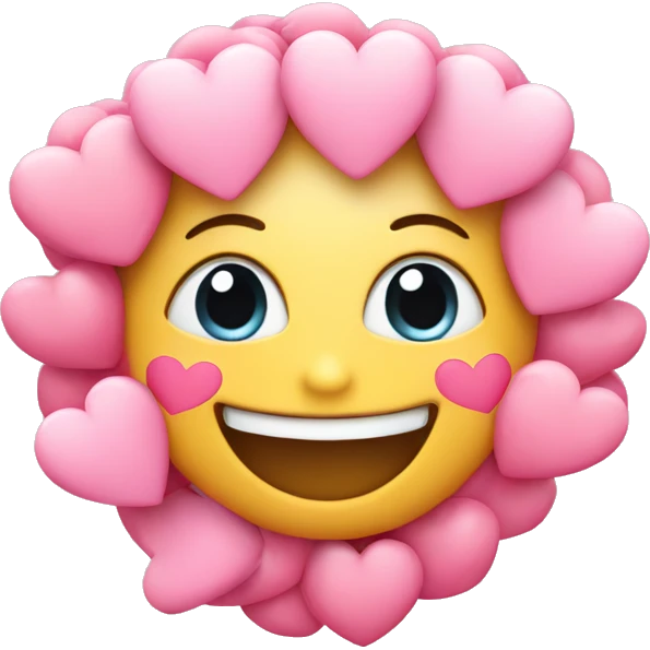 Happy blushed with pink hearts around it  emoji