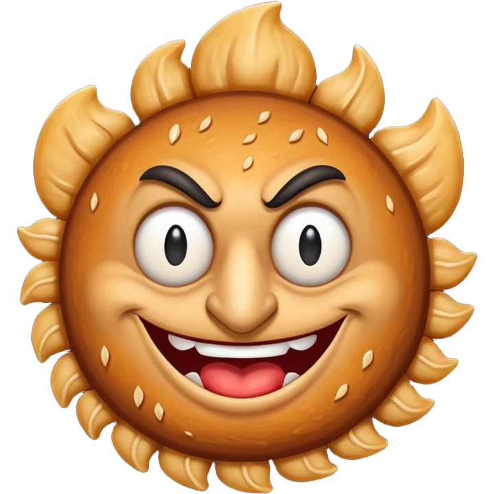 evil schnitzel with villainous grin emoji