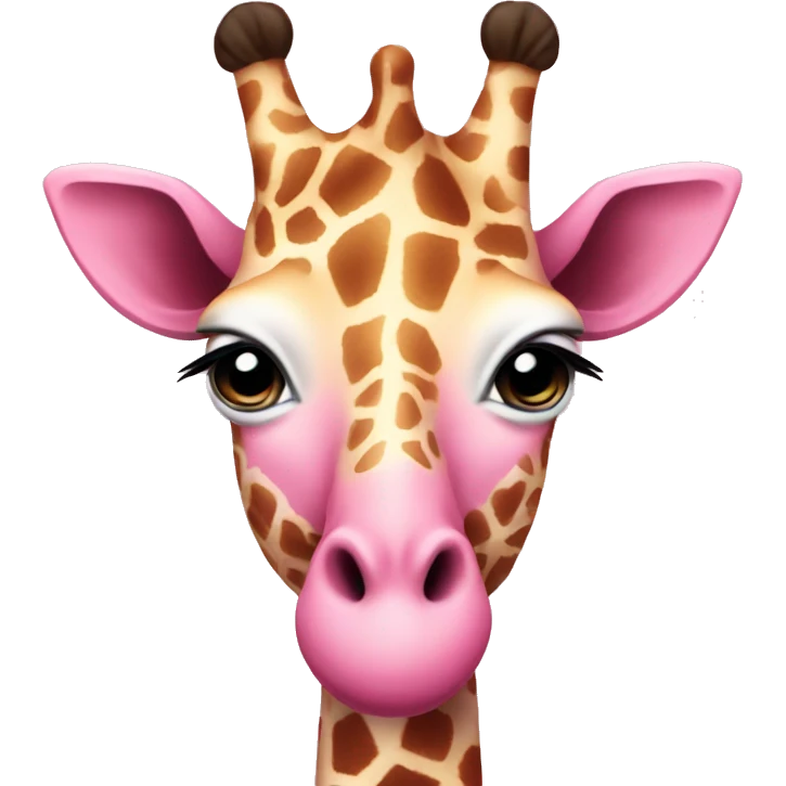 A pink giraffe with gold ear rings emoji