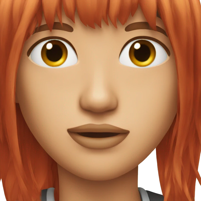 red hair long bang emoji