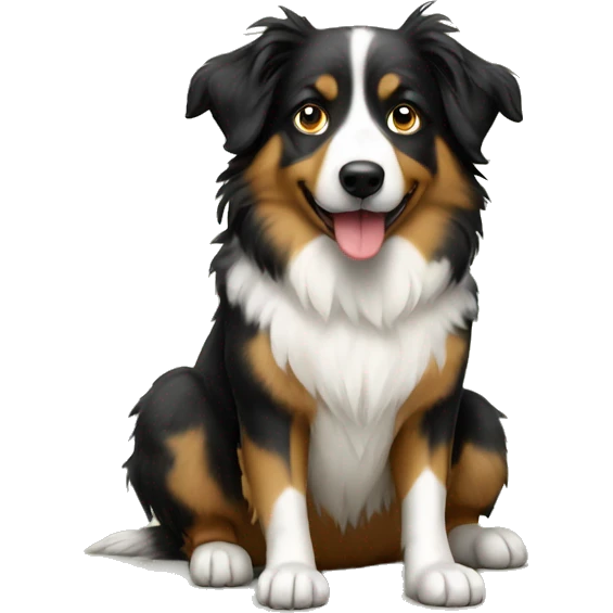 Aussie Shepherd standing on a frog emoji