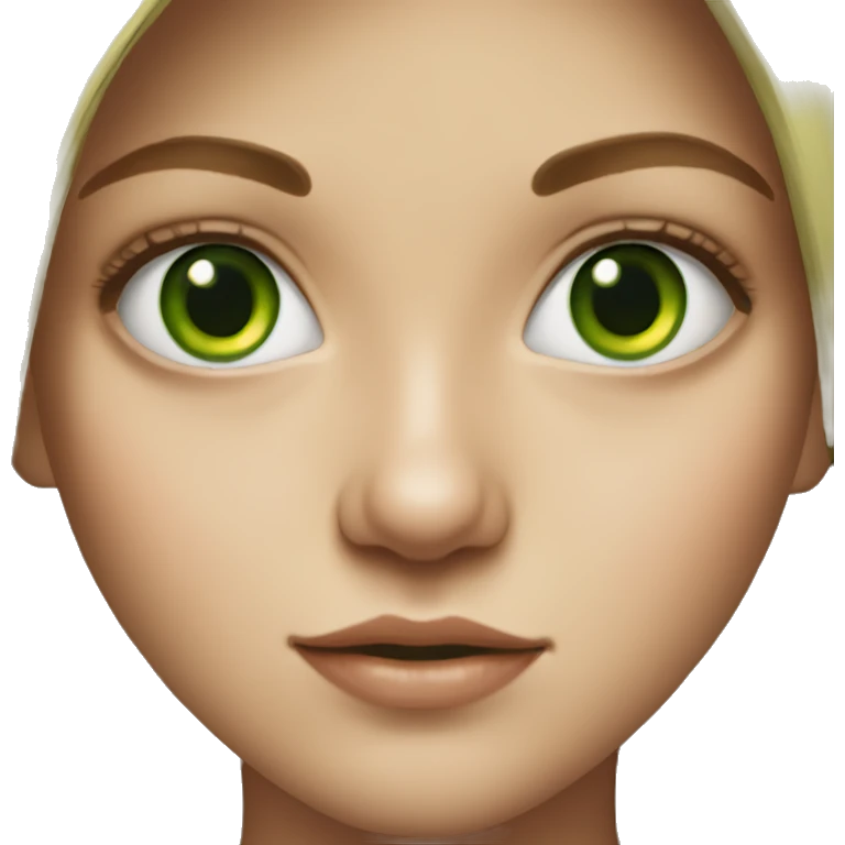 realistic portrait of girl with green eyes emoji
