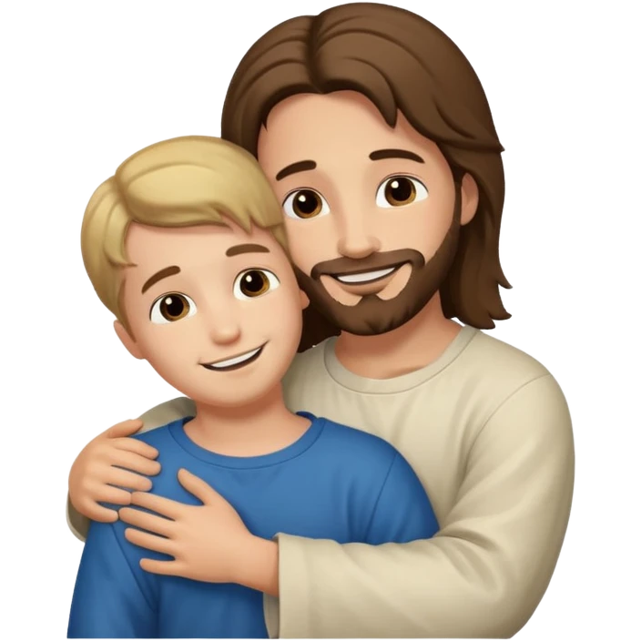 Niño abrazando a Jesús original emoji