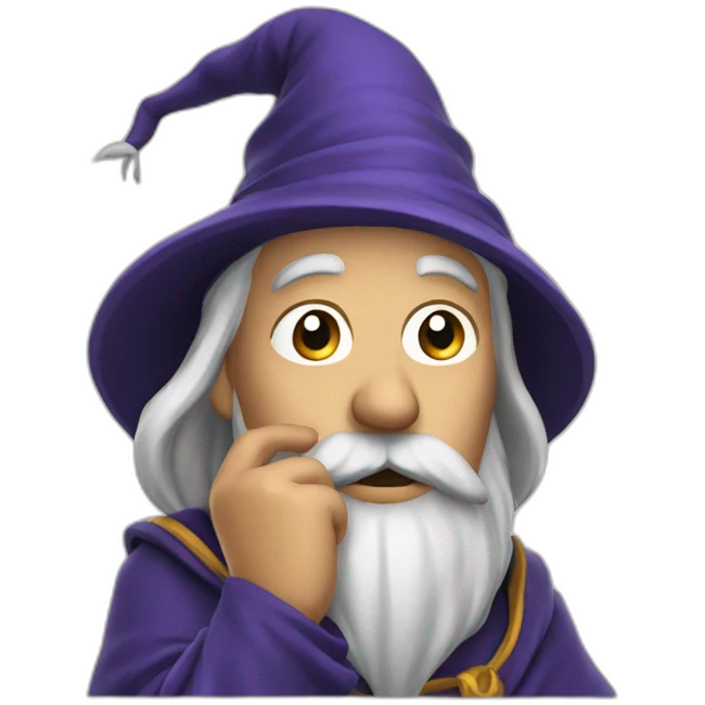 wizard with hand on chin emoji