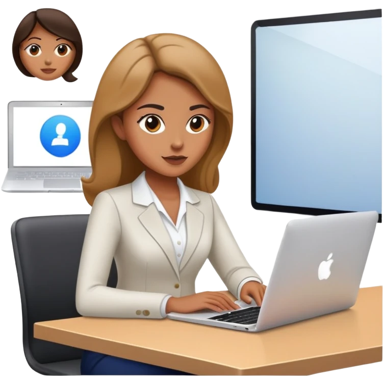 Business meeting online macbook woman emoji